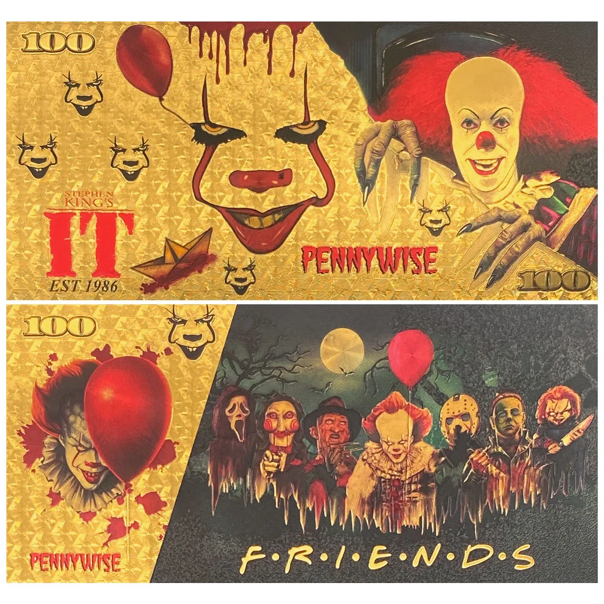 Horror Gold Commemorative Banknote Must Have Scary Movie Peripherals Ideal Toy Gifts Fans Enthusiasts Popular America Gold Cards