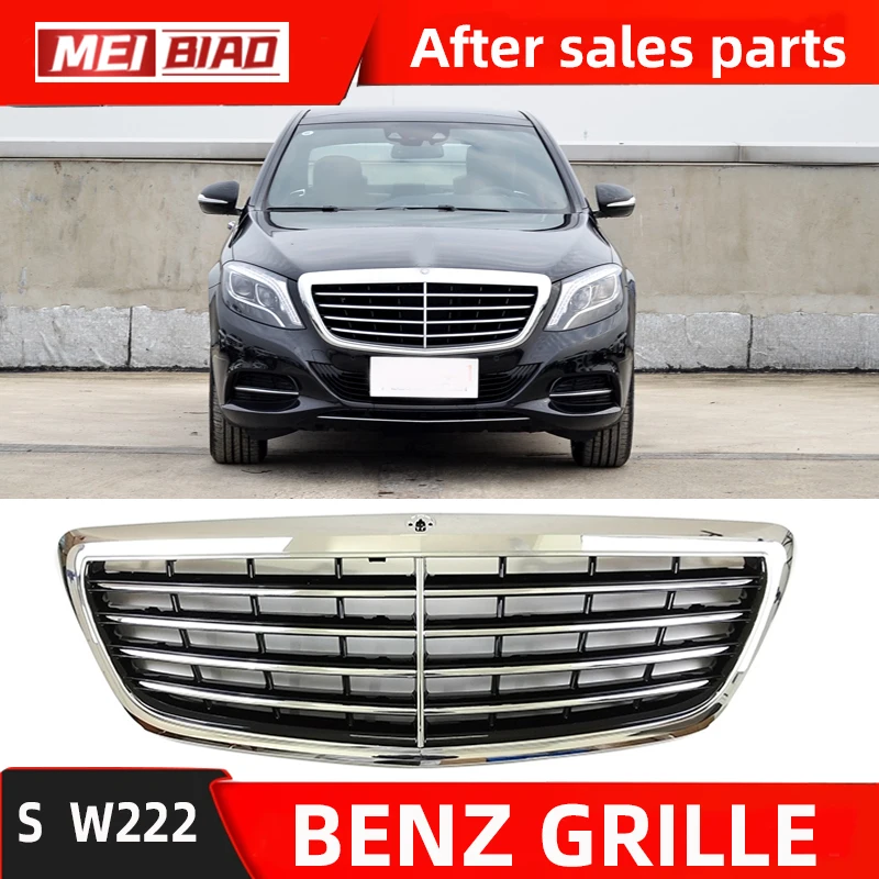 For Mercedes Benz W222 S Calss 2014-2017 Grille Silver Middle Net Front Face OE Part 2228800083  Aftermarket Car Auto