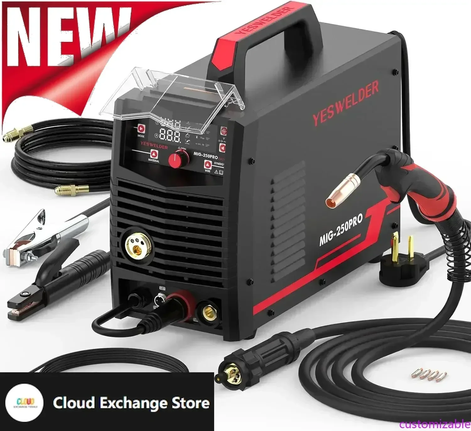 

Настраиваемый сварочный аппарат MIG-250 PRO для алюминия, 250А, 220В, для сварки MIG с газом и без газа, флюсовой проволокой, MIG/Lift TIG/Stick 4-в-1