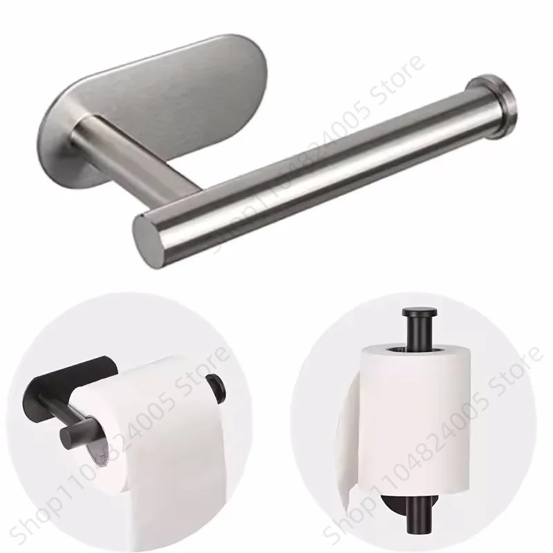 1Pcs Stainless Steel Self Adhesive Toilet Paper Towel Holder Wall Mount No Punching Bathroom Kitchen Tissue Towel Roll Dispenser