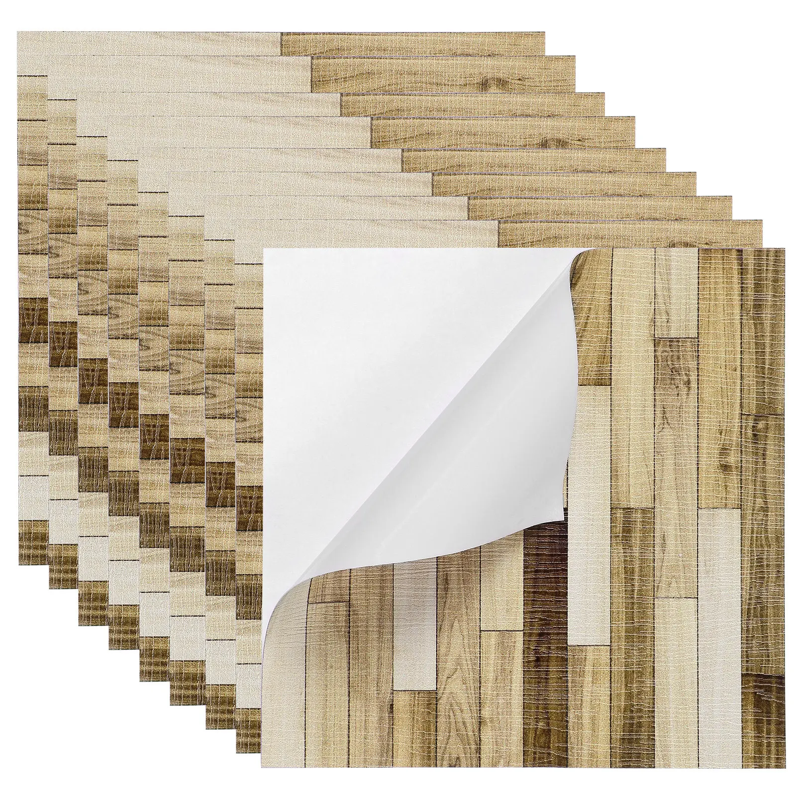 40Pcs Natural Wood Texture Peel and Stick Vinyl Tiles 3.9x3.9 Inch Waterproof Quick Install Floor Tiles for Bathroom Kitchen