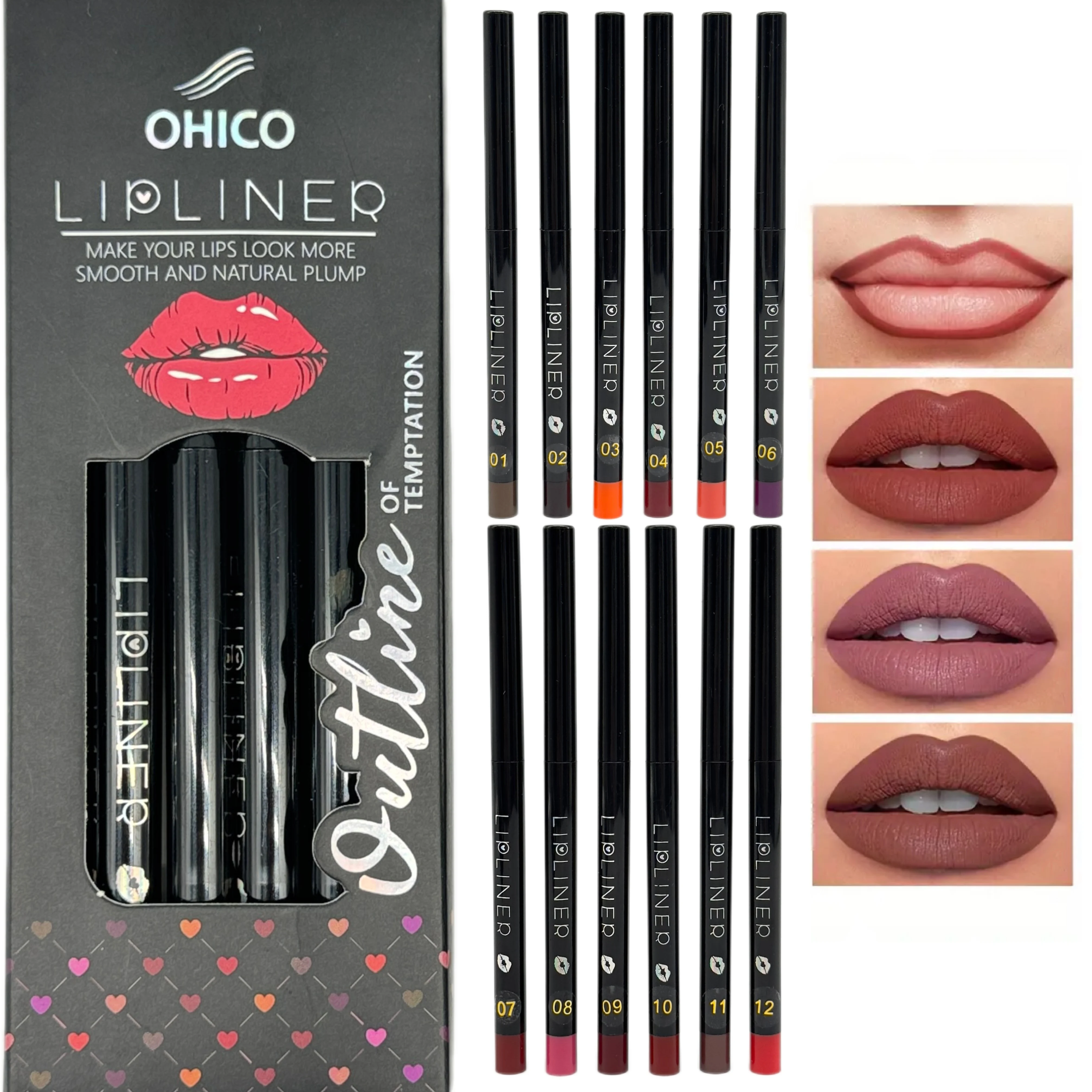 6-Piece Lip Liner Set, Matte Eyeliner Lip Liner, Long-Lasting Non-Fading Lip Liner Set