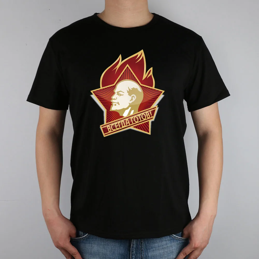 SOVIET UNION ALWAYS READY LENIN CCCP USSR Short Sleeve T-shirt Top Lycra 100% Cotton Men New DIY Style Oversize Tee Shirts