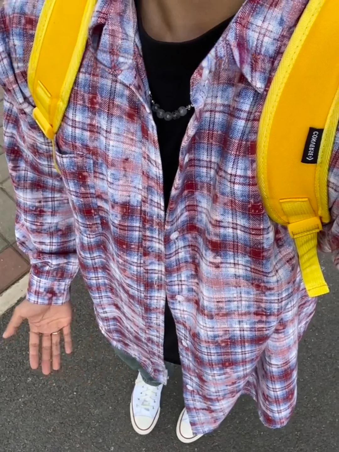 

American High Street Фиолетовый Красный Клетчатый Tie Dye irt Jaet Мужчины Ранняя Осень Модный Бренд Haome Ретро Плед Длинный Све irt