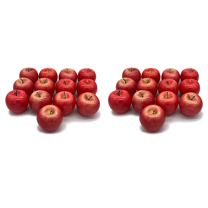 AS60-Realistic Fake Apples 26 PCS - Fake Fruits,Decorative Fruit For Decoration (Red)