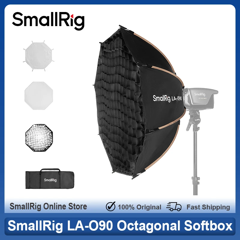 SmallRig LA-O90 90cm Quick Release Octagonal Softbox for Bowens Mount COB Video Lights for Portrait Photography Live Streaming