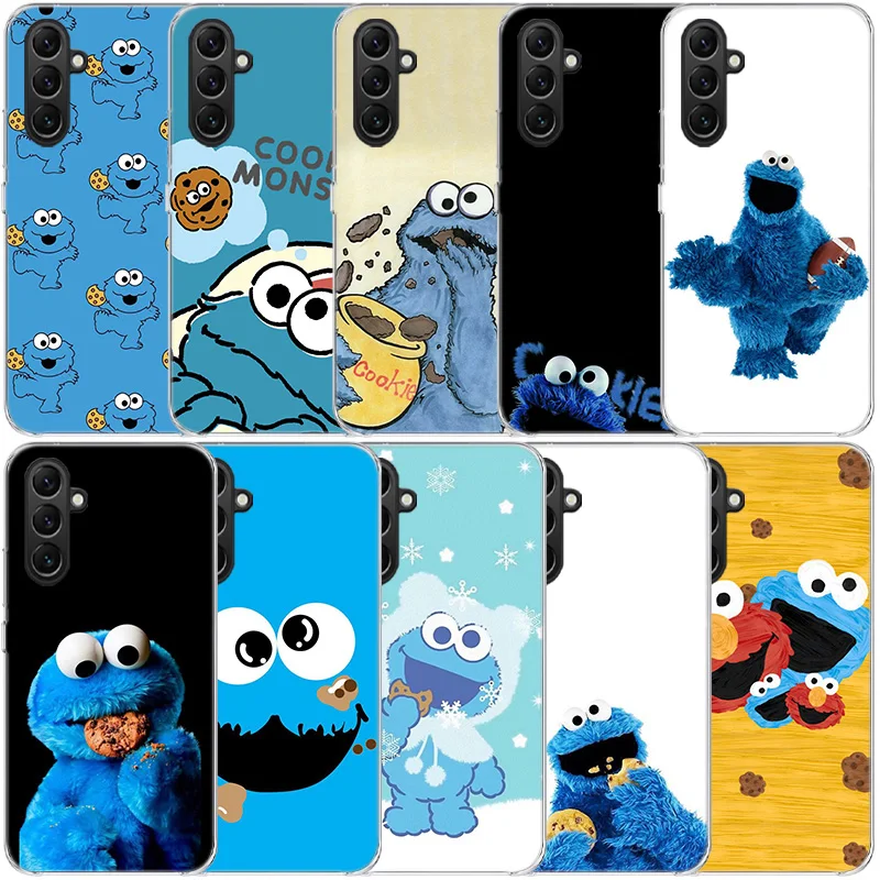 Cookie Monster Clear Phone For Samsung Galaxy A55 A35 A25 A15 A05S A04S A14 A24 A34 A54 A03S A13 A23 A33 A53 A73 A9 A8 A7 A6 Cov