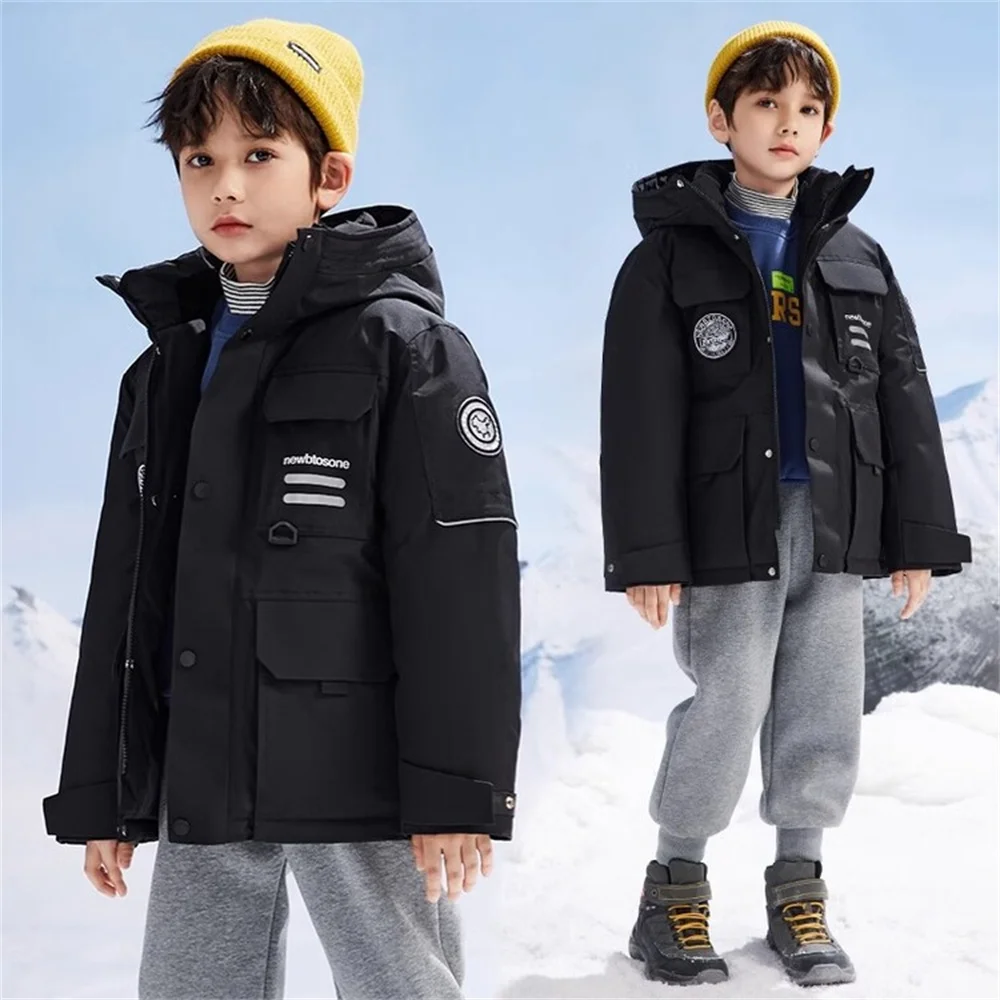 Winter Ski Suit Girl's Bread Jacket Tie Dyeing Color blocked Hooded Down Jacket Warm Outdoor Thickened Children's Down Jacket