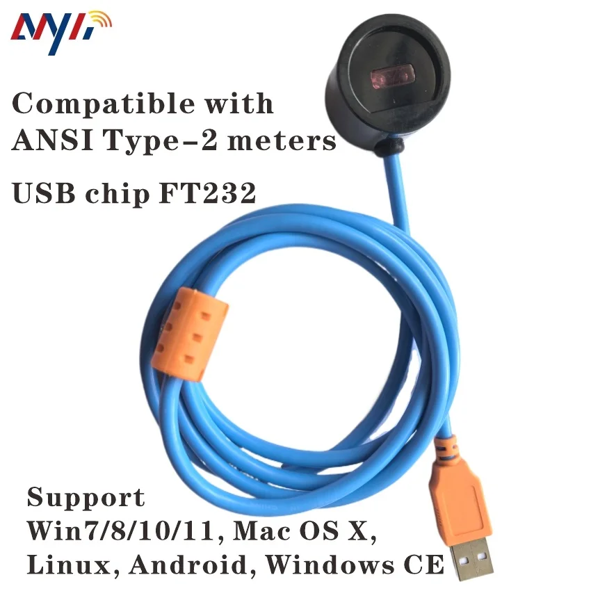 Imagem -04 - Usb Ansi Sonda Óptica Infravermelha Comunicação para Soquete Ansi C12.18 Metros Kwh Leiture do Flowmeter Win7 10 11 Ft232