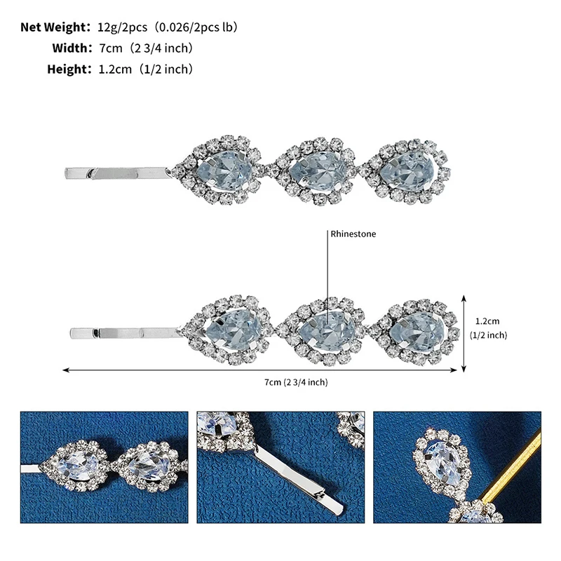 2 pcs/Set Women Fashion Crystal Hair Clips Headwear Jewelry Hair Accessories for Girls Luxury Pearl Rhinestone Barrettes Pins