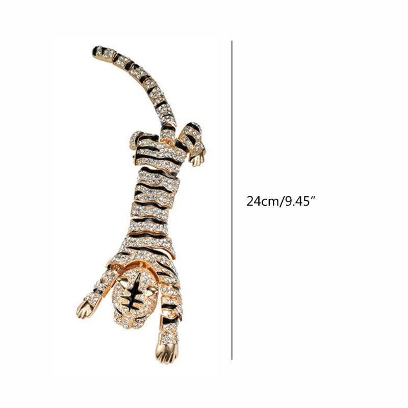 2023 New Year Gift Gold Or Silver Plated Rhinestones Large Tiger Shoulder Decor Brooches Pins  Accessories Jewelry