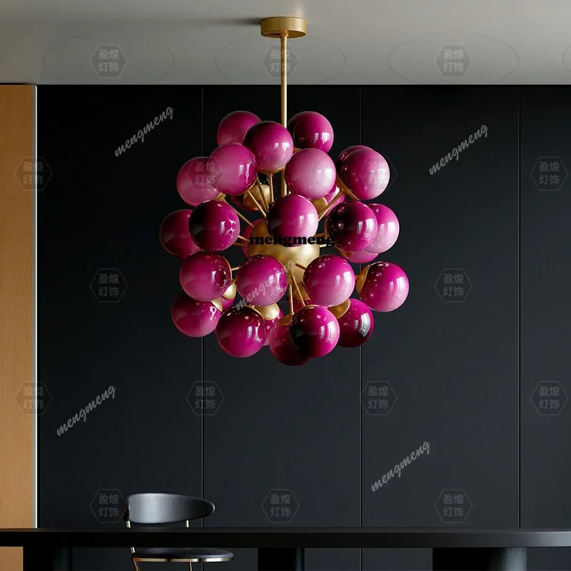 M138Purple Sphere Chandelier Living Room Dining Room Creative Art Lighting Bedroom Chandelier