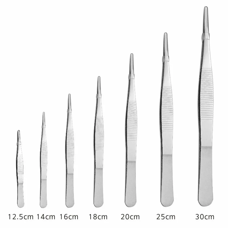 12.5-30cm Thickened Medical Dressing Lengthened Tweezers 430 Refined Stainless Steel Medical Tool Tooth Tweezers