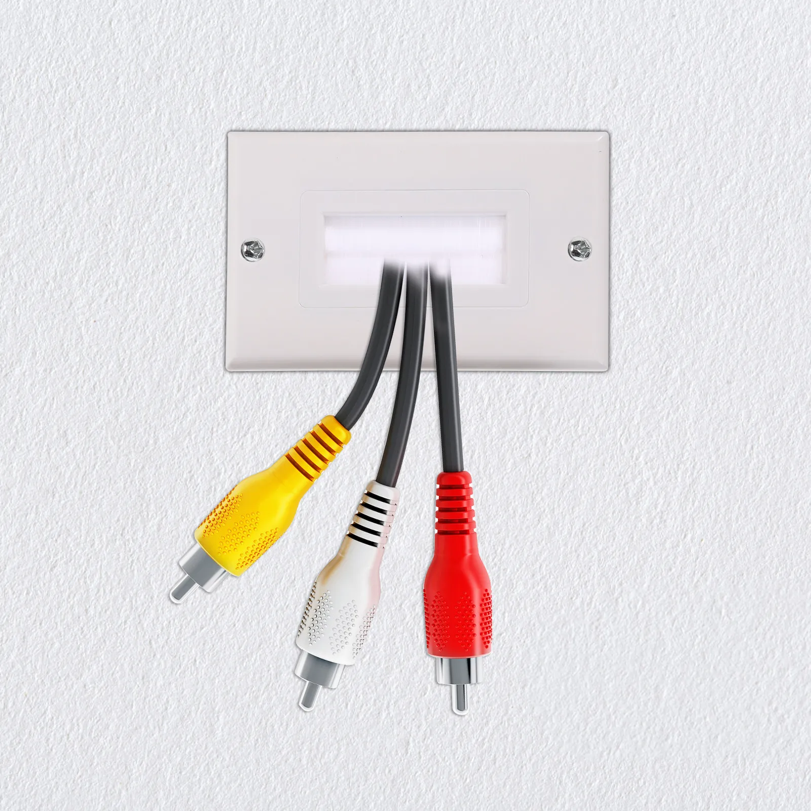 4Pcs White ABS Single Gang Brush Wall Plate for Low Voltage Cable Management Through Wall Easy Install Recessed Cable Through