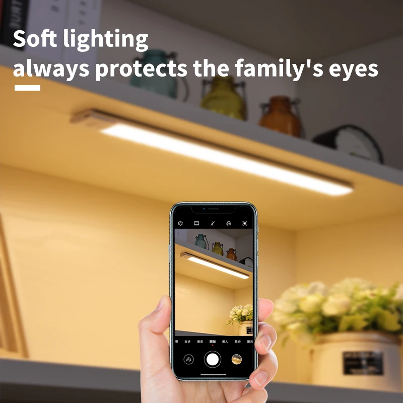 إضاءة الخزانة USB قابلة للشحن محس حركة Led ثلاثة ألوان في مصباح واحد لخزانة المطبخ إضاءة داخلية 10/20/30/40/50 سنتيمتر #2