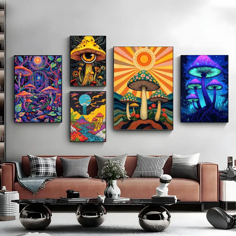 Affiche de champignon psychédélique à Motif artistique, toile murale imprimée, décoration murale pour la maison, cadeau sans cadre