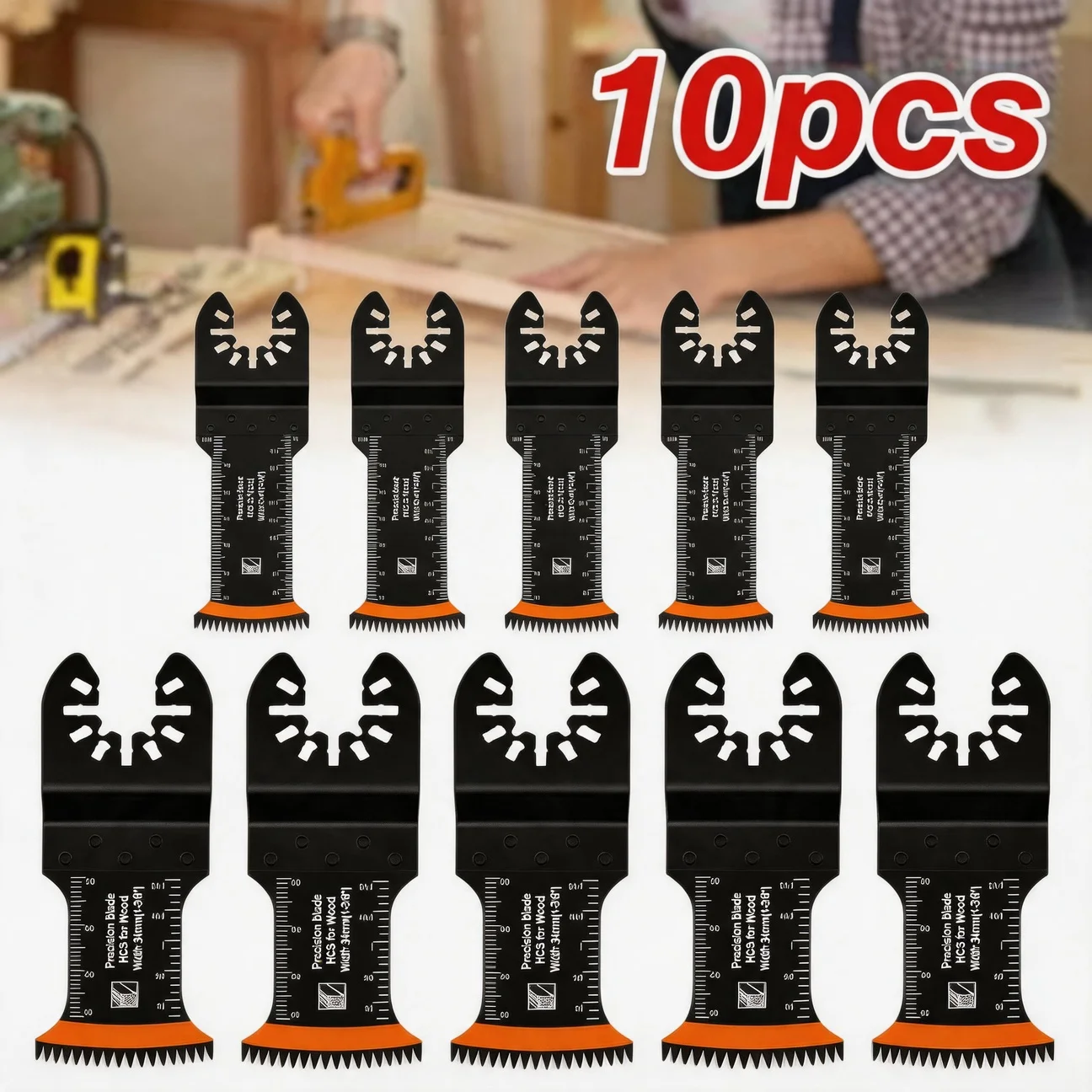 Japanese Tooth Oscillating Multitool Blades 10Pcs Arc Edge Oscillating Saw Blade Clean Cut Wearing Blade for Wood Plastic