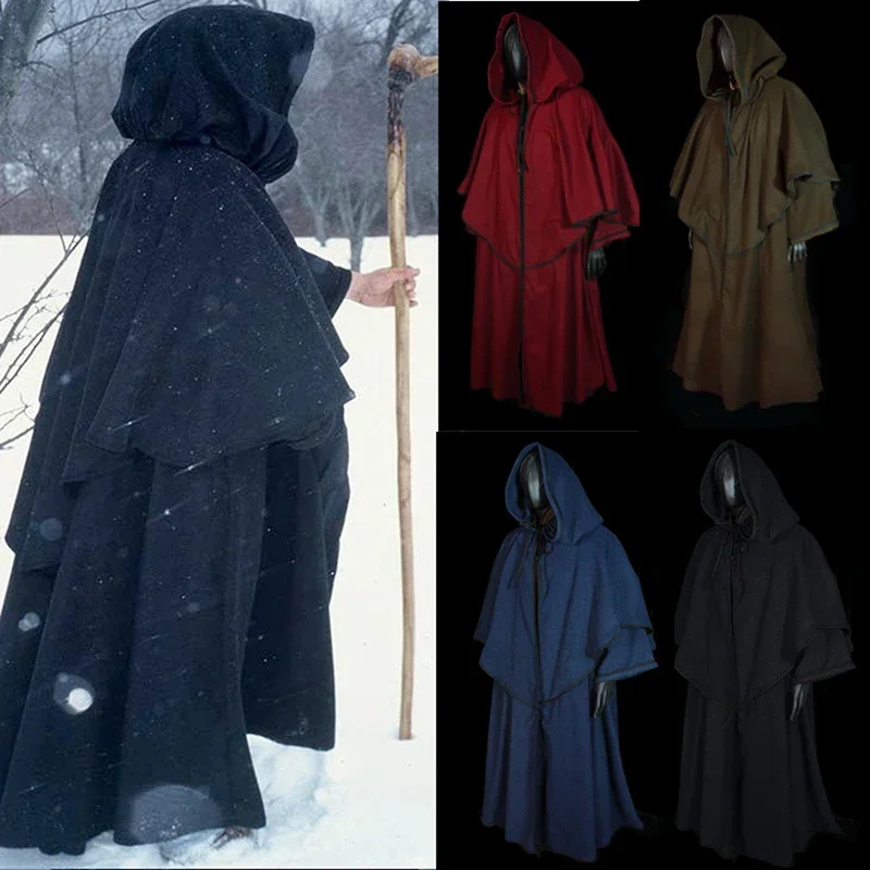 Monks Grim Reaper Witch Wizard Cosplay Anime Halloween Costume For Women Steampunk Medieval Dress Renaissance Robe Clothes C MN9