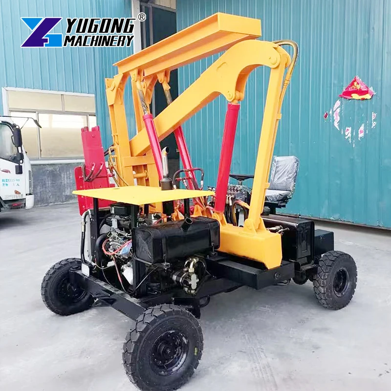 Construction Machinery Piling Driving Pulling Deep Drilling Hole Hydraulic Guardrail Pile Driver High Operating Efficiency New