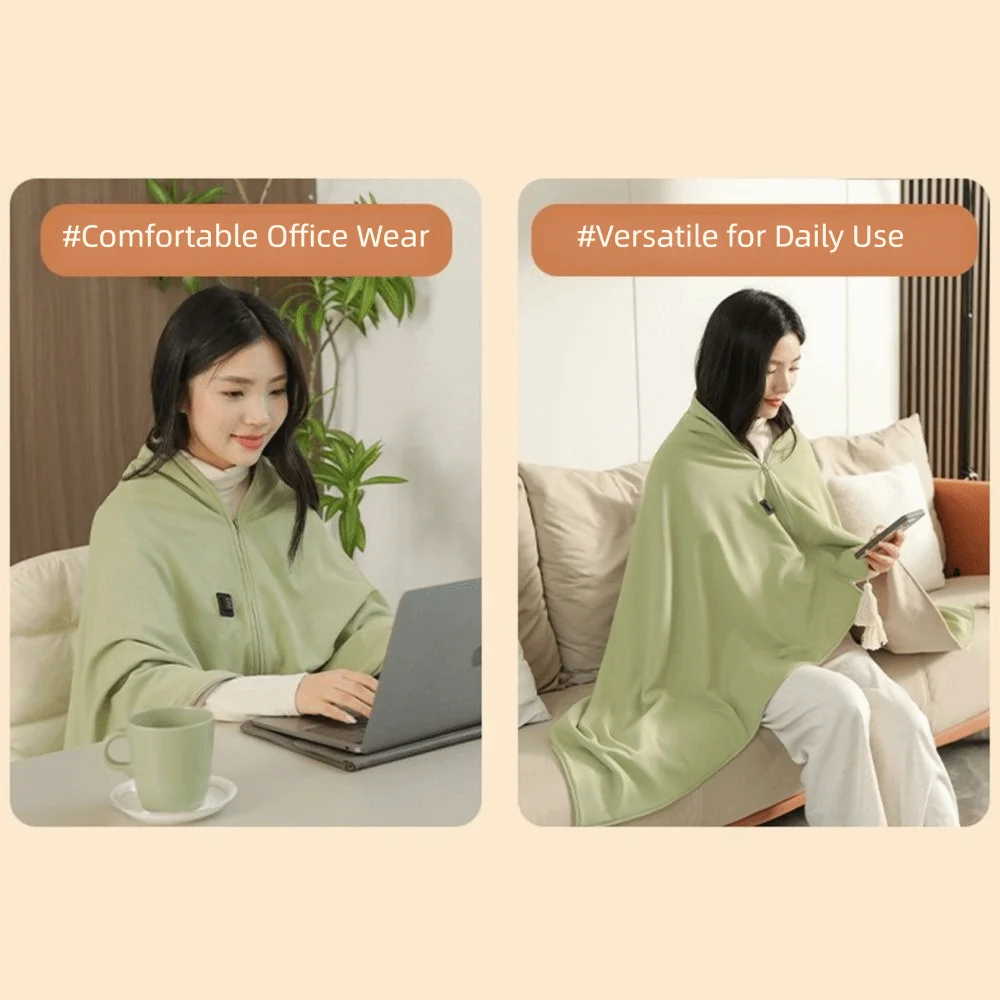 

Высокое качество, носимое USB-одеяло с электрическим подогревом, 3 уровня нагрева, портативная шаль с капюшоном, моющееся одеяло с подогревом, домашнее одеяло