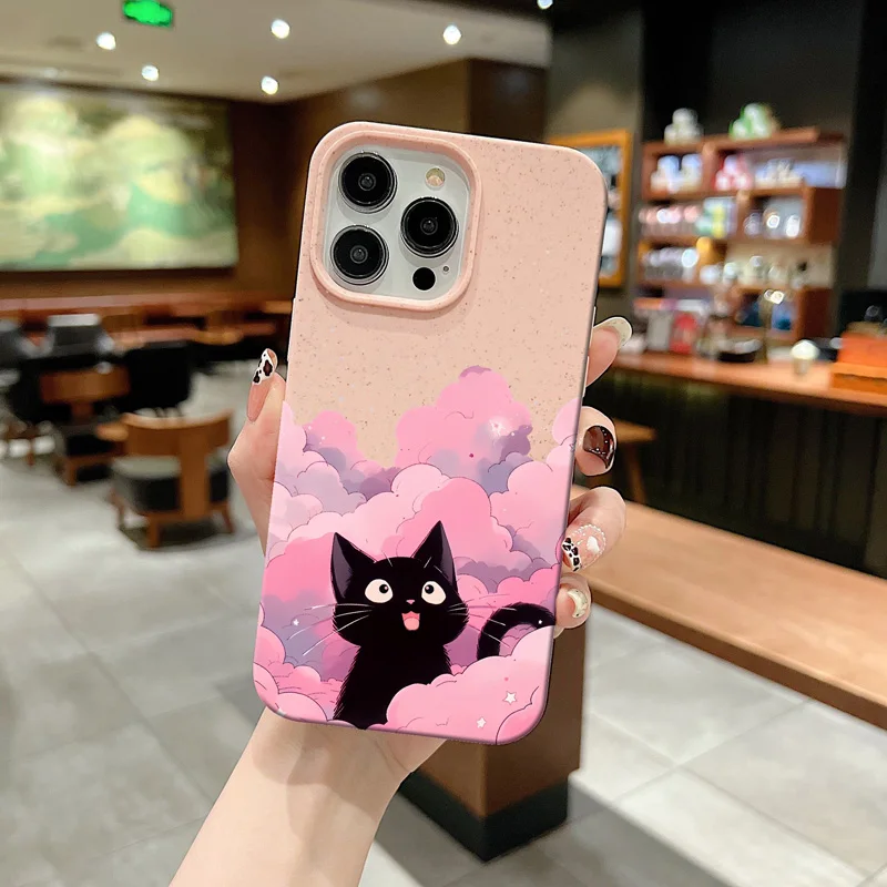 Gourde Funny Cute Casing Black Cat Star River Pattern Case for Iphone 15 14 12 13 11 Pro Max IP 7 8 Plus Iphon X XS XR Xs Max