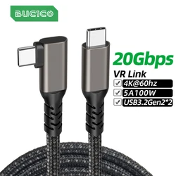 USB C 100W PD 5A 90 Angle USB3.2 Type-C Cable 4K@60Hz 20Gbps USB-C Gen2 Data Sync Cord For Macbook Pro Oculus Quest 1 2 VR Line