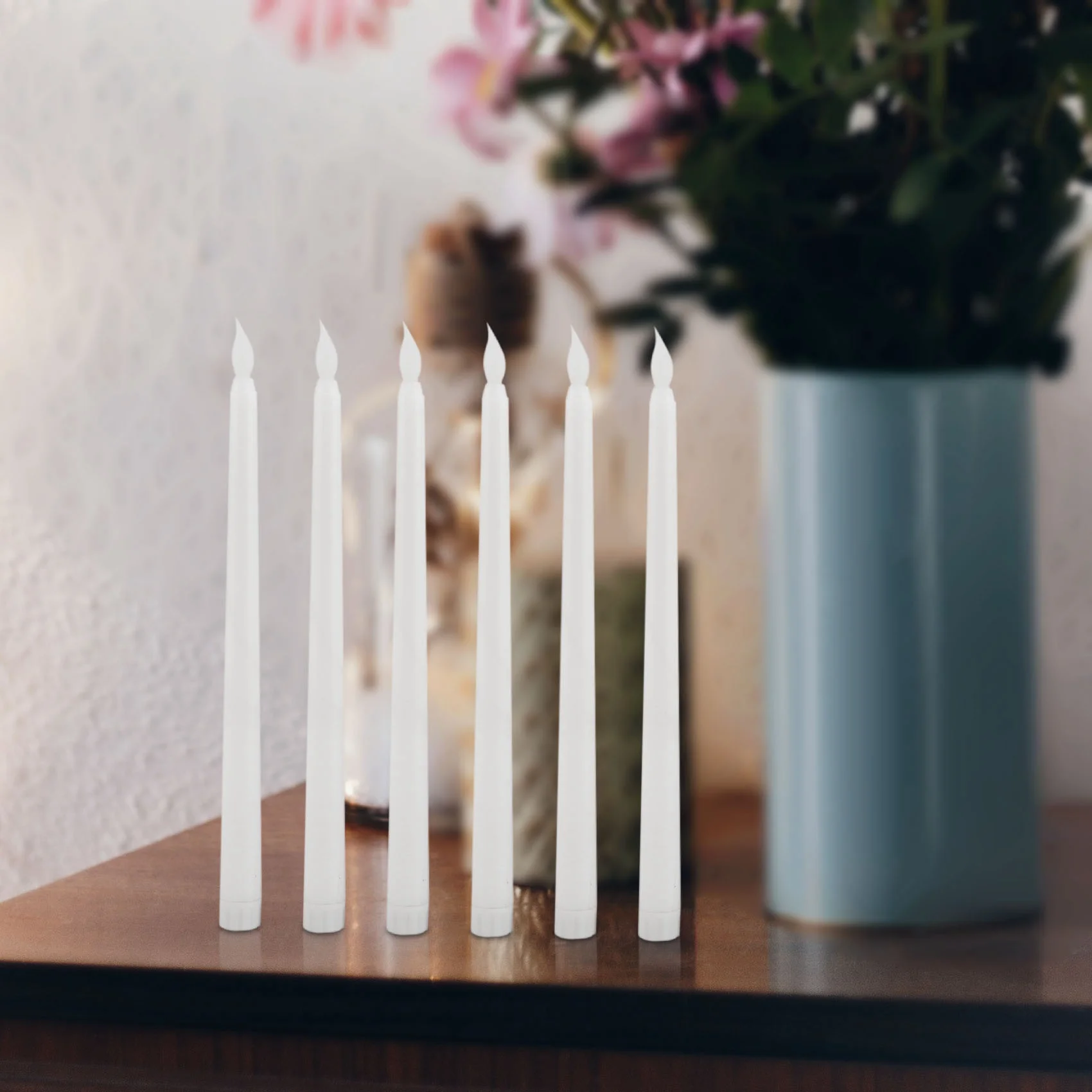 6Pcs LED Taper Candle for Dinner, Flickering Flameless Tapered Battery Operated Table Settings Weddings Birthday Parties