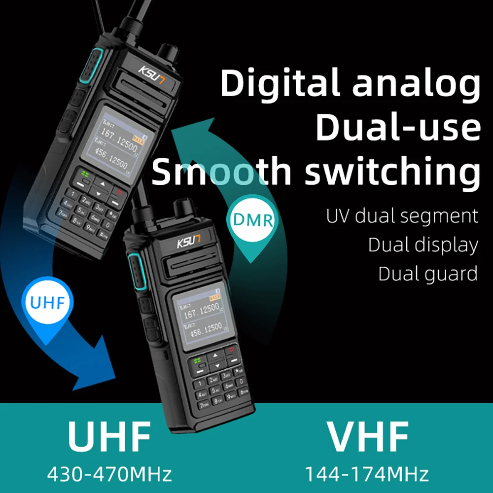 KSUN DM20UV DTMF DMR IP68 Waterproof Walkie-talkie VHF UHF Dual Band Dual Time Slots Encrypted Ptt Digital Mobile Radio