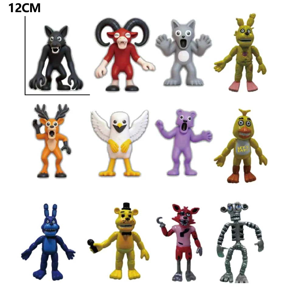 12pc/set 99 Nights in The Forest Figures Figurine Owl Goat Wolf Deer Monster Figurine PVC Collection Desktop Decoratie Model Toy