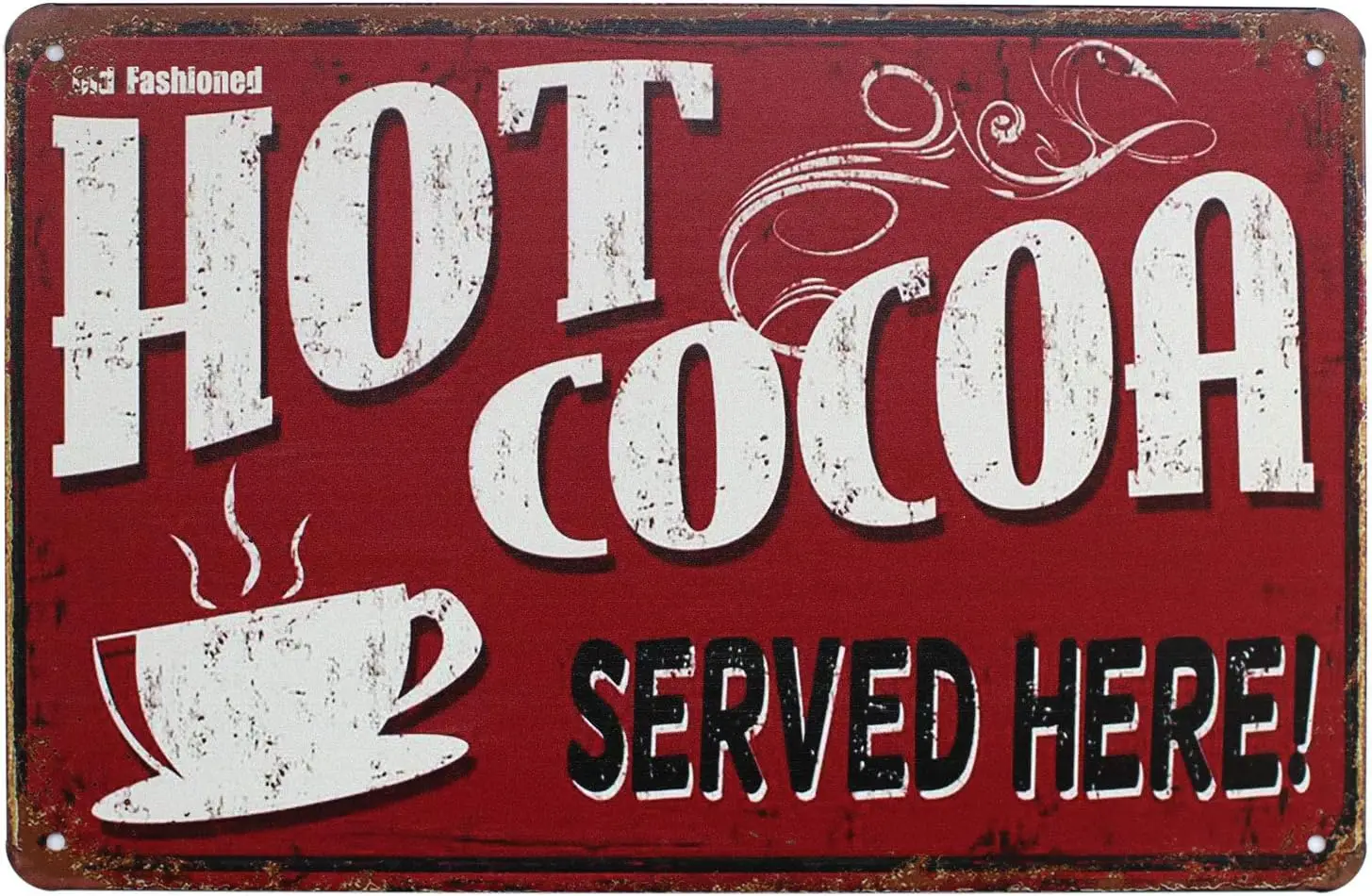 Hot Cocoa Served Here, Metal Tin Sign, Vintage Art Poster Plaque Kitchen Home Wall Decor