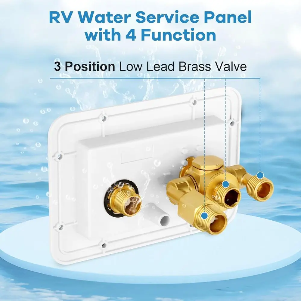لوحة خدمة المياه Vikua RV مع 4 وظائف 3 أوضاع إمداد صمام نحاسي لتركيبات مدينة الخزان والتخييم الجاف، 3/4 بوصة