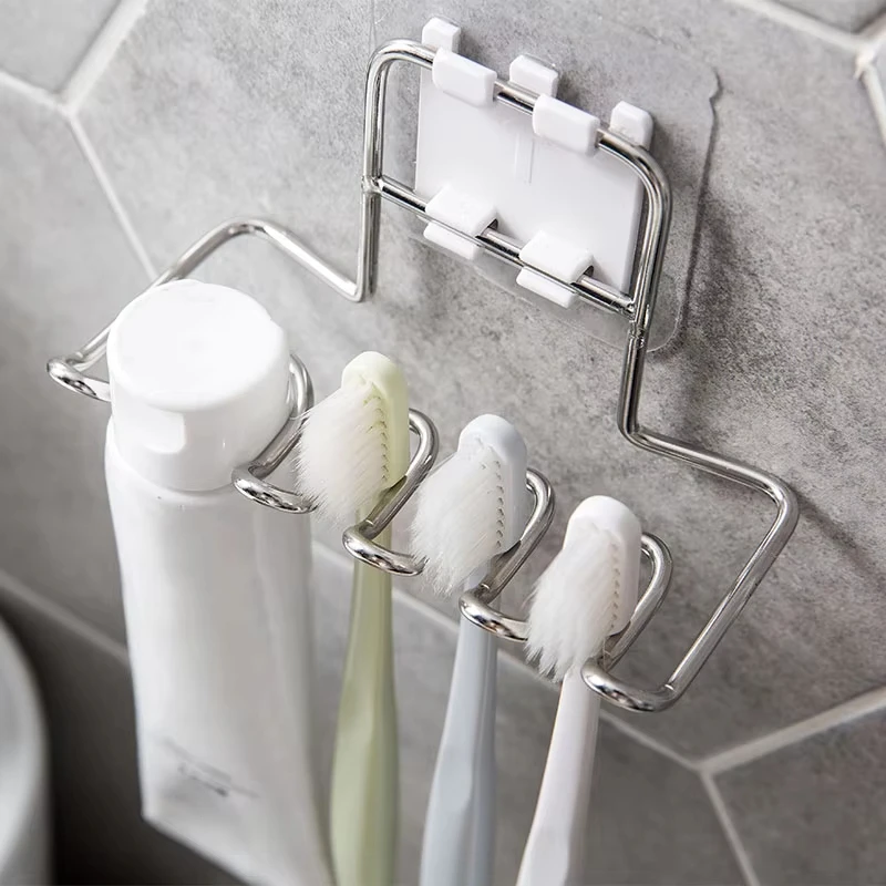 Stainless Steel Toothbrush Holder Shaver Storage Rack Tooth Brush Shelf Toothpaste Holder Rack Bathroom Organizer Accessories