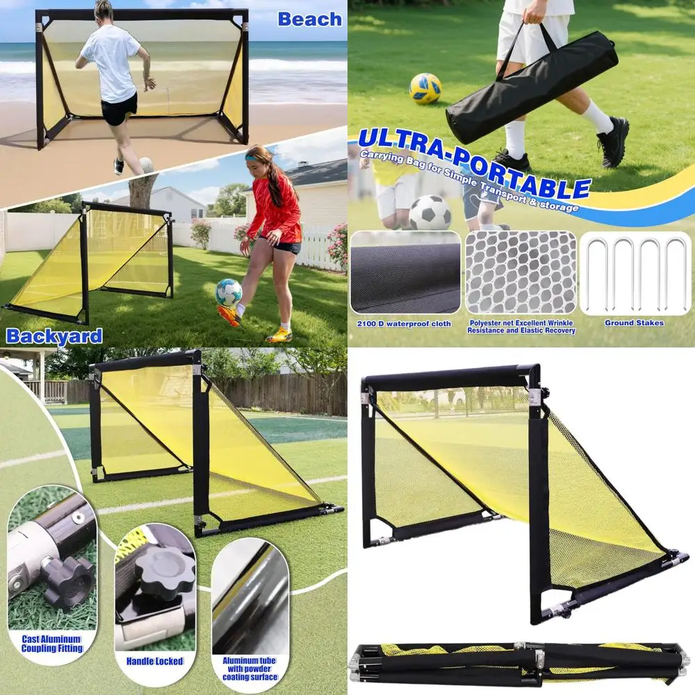 

Portable Soccer Goals with No-Wobble Design, Quick Setup, Multiple Sizes for All Ages, Travel & Training