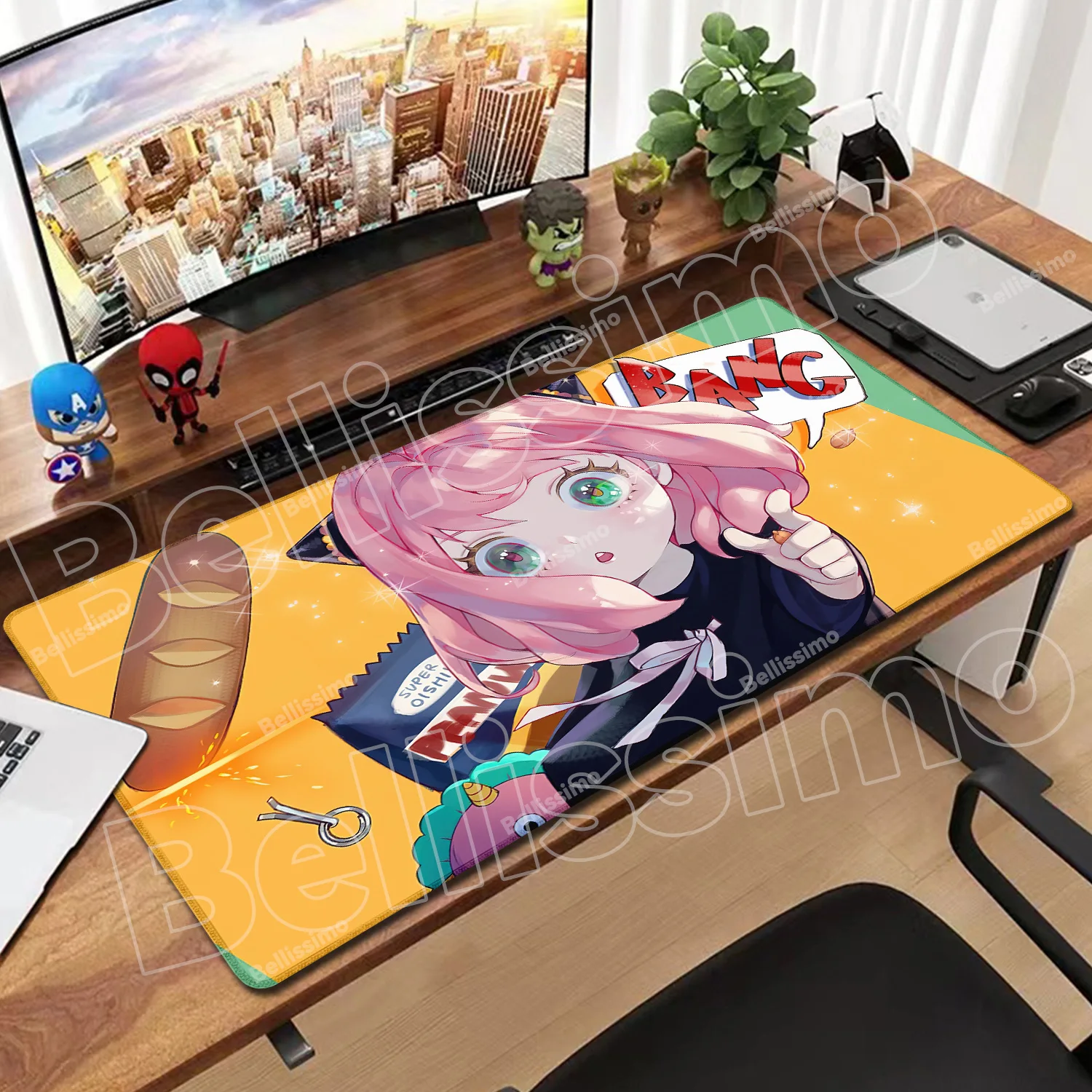 

Mausepad Kawaii Anime Spy X Family PC Desk Mat Large Size Natural Rubber Anti Slip Mousepad 400x900mm Lock Edge Keyboard Carpet