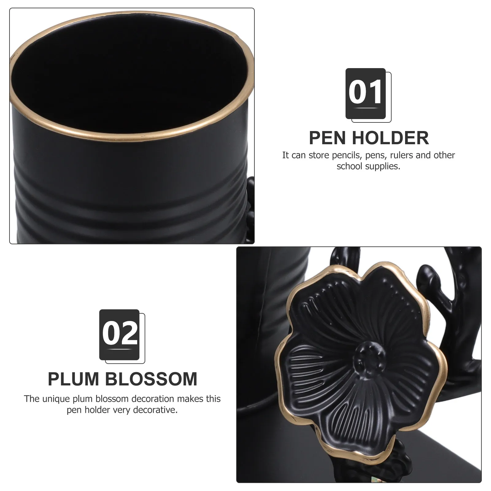 Plum Blossom Shaped Iron Pen Holder Desk Pen Organizer Pencil Container Brush Holder Multi Functional Office Desktop Ornament