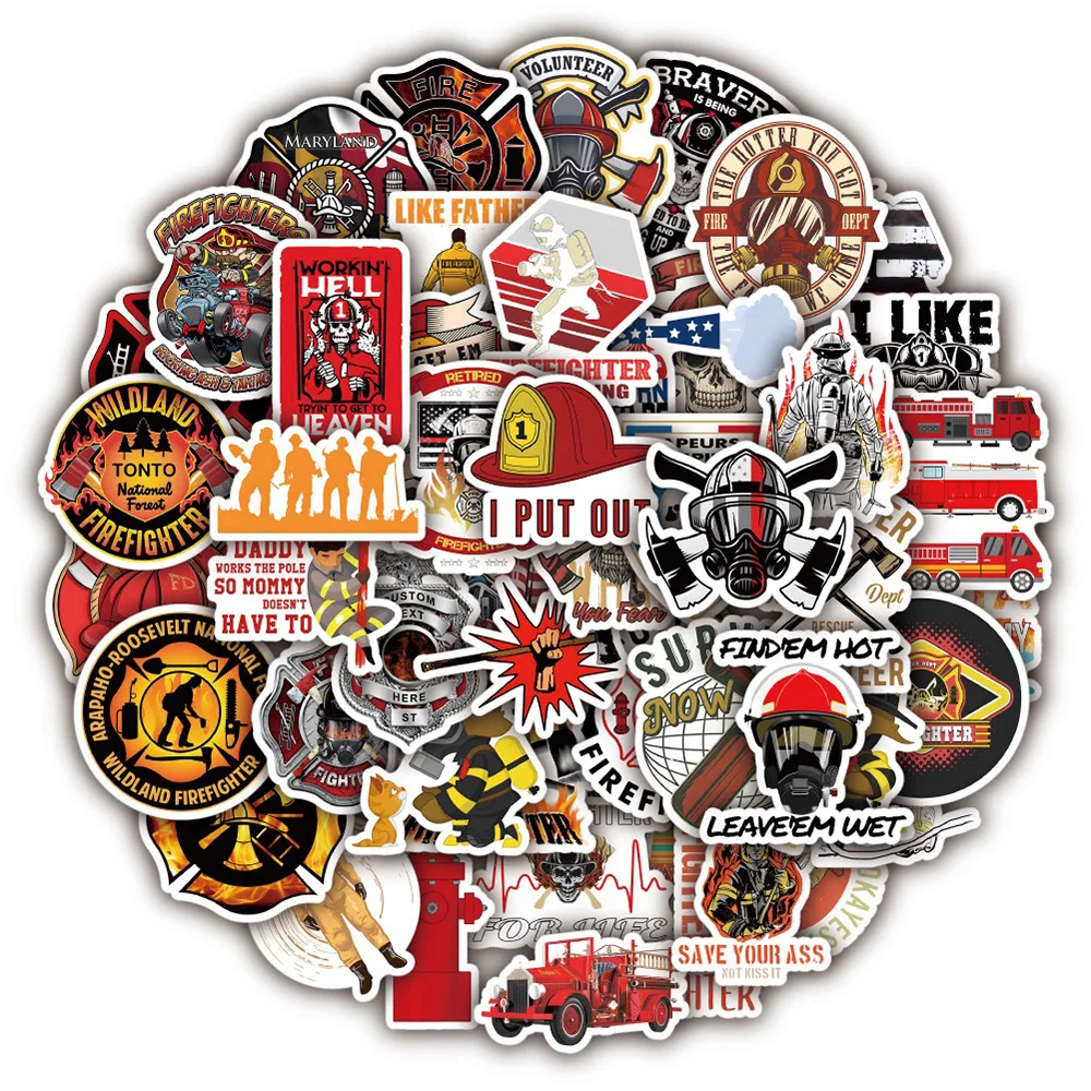 10/30/50PCS Fire Hero Firefighter Warrior Sticker Graffiti Travel Luggage Fridge Laptop Waterproof Cool Sticker Decal