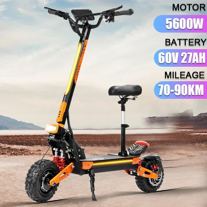 Electric Scooter Z36 5600W Dual Motor 60V 28AH 85KM/H Aluminum Battery 11inch Tire Escooter Folding Off-road Electric Scooters