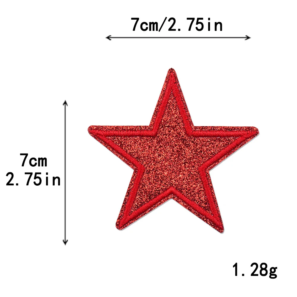 Macaron Color Glitter Five Pointed Star Fabric Patches DIY Sewing Applique for Clothes Bags
