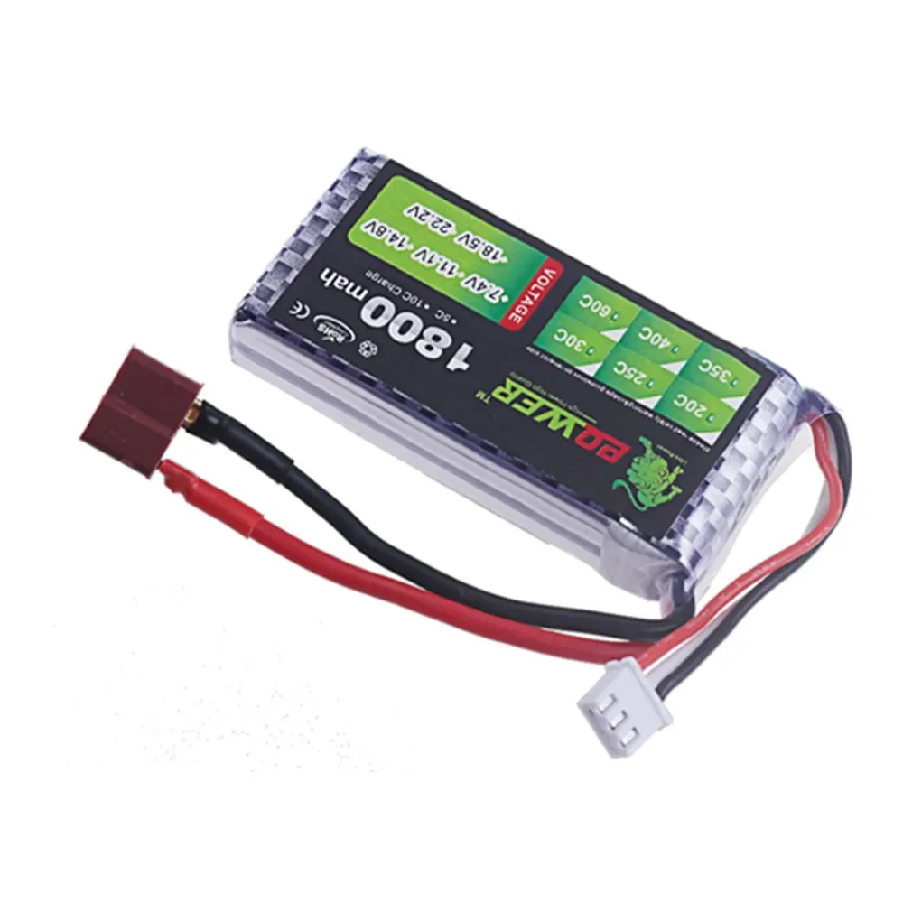 7.4V 1800mAh 2S LiPo Battery For RC Car Quadcopter Helicopter Boat Drones Spare Parts 7.4V Battery With T JST XT30 XT60 Plug