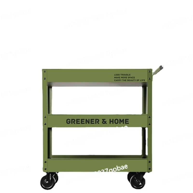 

GREENER Trolley Green Forest Tool Cart Moving Frame Cabinet Storage Oil Painting Trolley Heavy Box Five Flower Stand