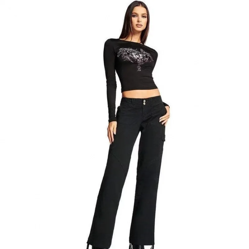 

Millennium Girl Print Long Sve T-irt round Ne ort Sle Slim Fit Base irt 3D Effect Cotton Casual Women's Top