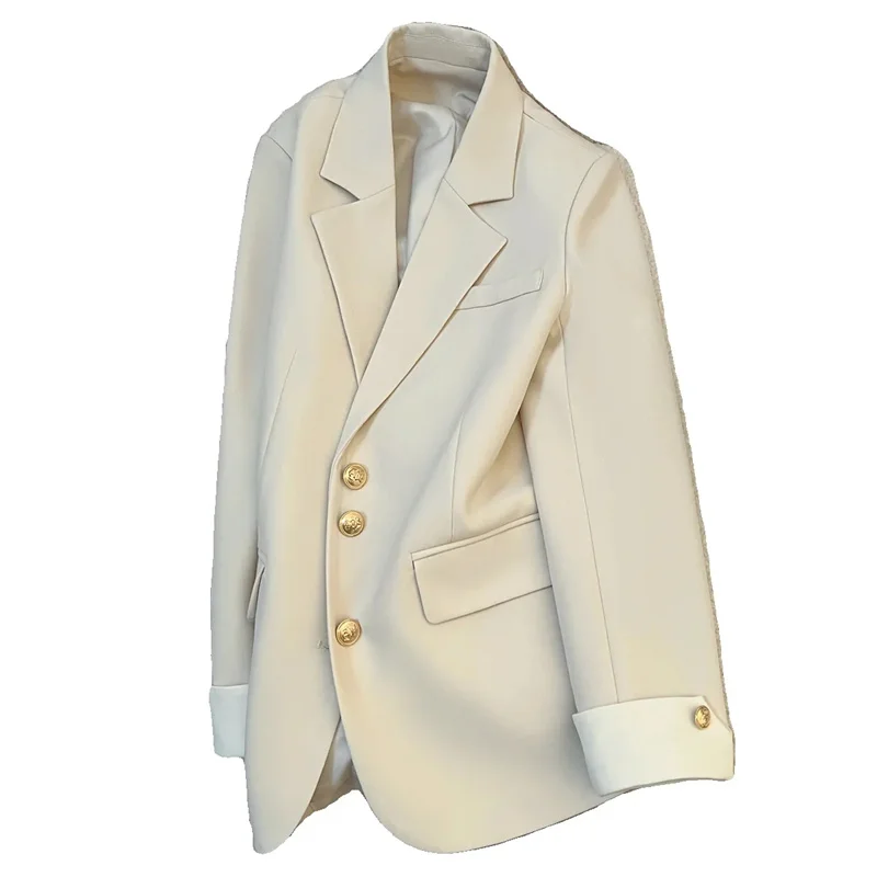 Milk White Suit Jacket for Women in Spring 2024 Korean Version With Design Sense Niche Fashion Temperament Commuting Small Suit