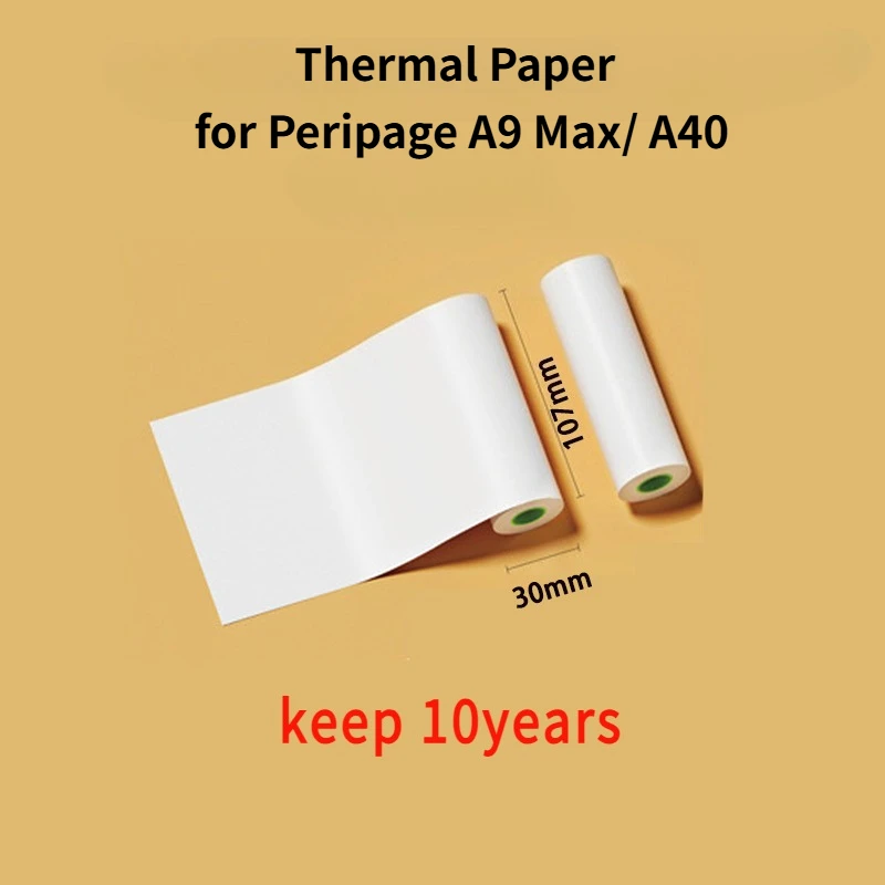 

Бумага для печати PeriPage A9 Max/A40, термобумага 107 мм, срок службы 10 лет, наклейка A40, самоклеящаяся наклейка A9 Max
