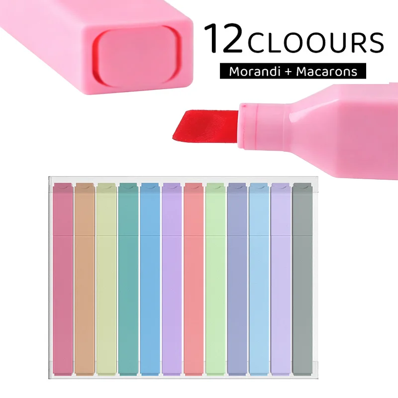 6-12PCS colorful Aesthetic Highlighters Cute Assorted Random Colors Waterproof Color Markers for Drawing, Office Notes