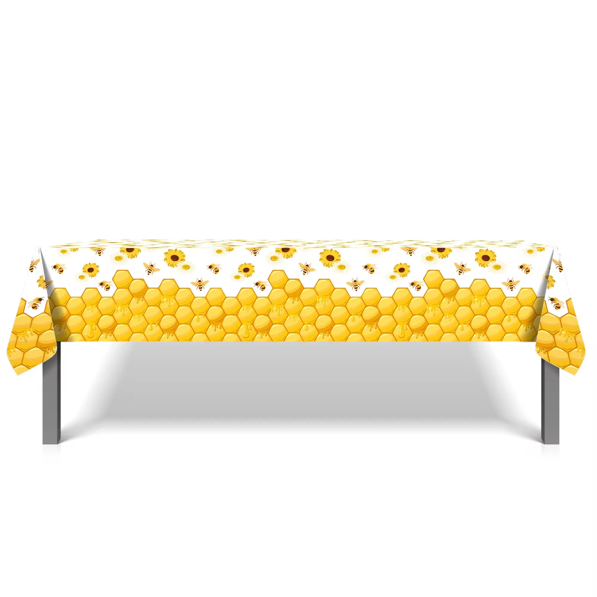 Honey Bee Sunflower PE Table Cover Birthday Party Decorations Plastic Tablecloth Disposable Camping Mat Party Supplies