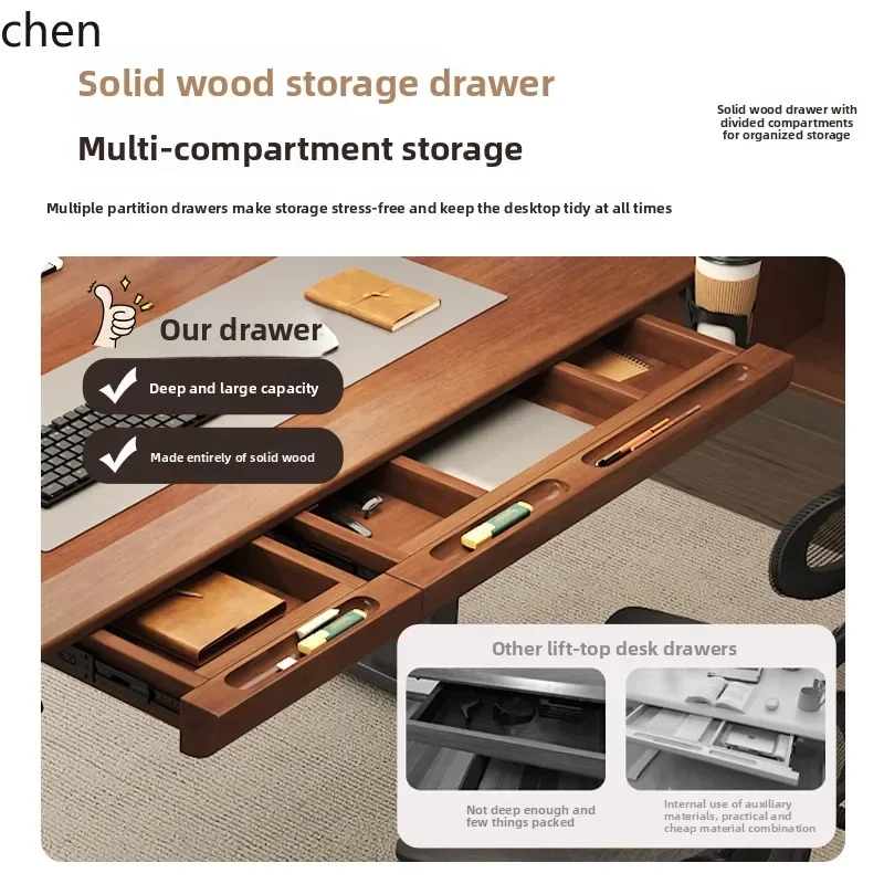 

multi-solid wood desktop computer desk with drawers, height-adjustable gaming desk, and configurable electric desk frame