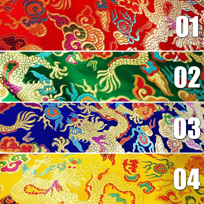 100x75cm Chinese Brocade Fabric Dragon Pattern For DIY Sewing Hanfu Cheongsam Kimono Wedding Dress Costume Silk Satin Material