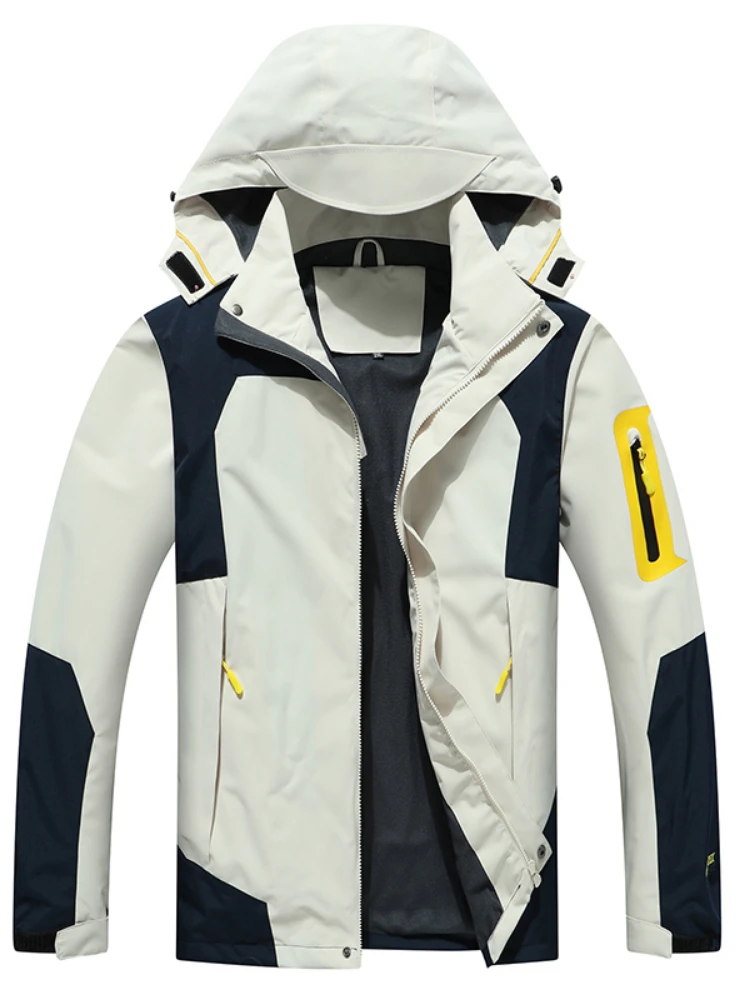 Men's Soft Shell Hooded Jacket: Windproof, Rainproof & Perfect for Outdoor Activities (Mountaineering, Hunting, Fishing)