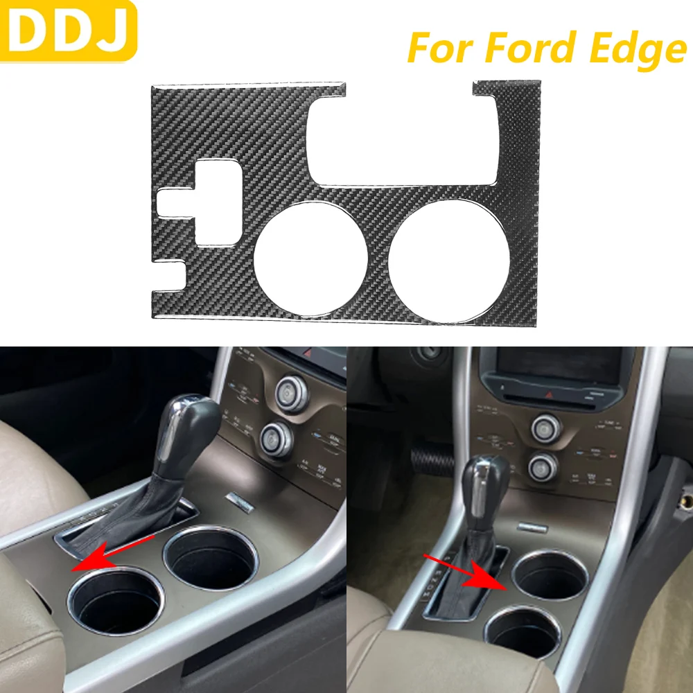 

Для Ford Edge 2011-2014 углеродное волокно, переключатель передач, держатель для стакана с водой, панель, накладка, автомобильные аксессуары, наклейка для украшения интерьера