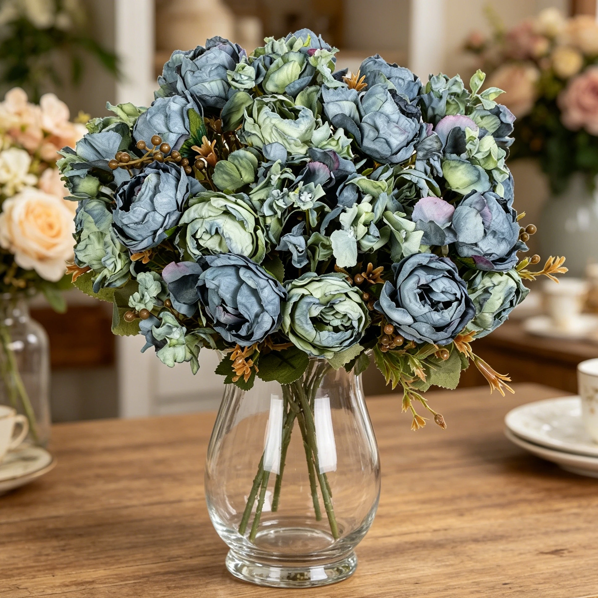 Künstliche Blumen Retro Knospen-Pfingstrosen Hochzeitskranz Heim-Tischdekoration Outdoor-Gartenkranz Brautstrauß Handgemachte DIY-Geschenke